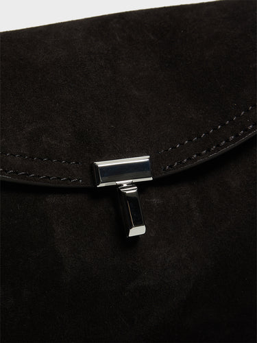 TOTEME - T-Lock Suede Clutch in Espresso