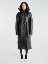 TOTEME - Raglan Leather Coat in Black