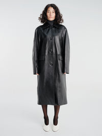 TOTEME - Raglan Leather Coat in Black