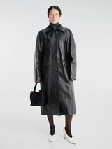 TOTEME - Raglan Leather Coat in Black