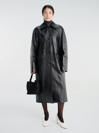TOTEME - Raglan Leather Coat in Black