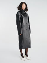 TOTEME - Raglan Leather Coat in Black