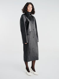 TOTEME - Raglan Leather Coat in Black