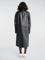 TOTEME - Raglan Leather Coat in Black
