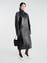 TOTEME - Raglan Leather Coat in Black