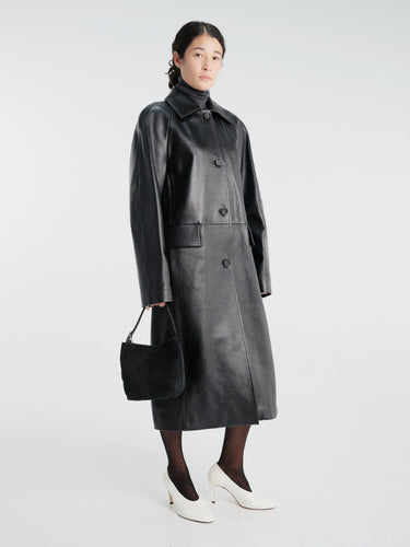 TOTEME - Raglan Leather Coat in Black