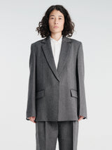 TOTEME - Herringbone Blazer in Dark Grey Melange