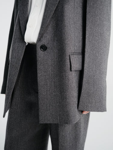 TOTEME - Herringbone Blazer in Dark Grey Melange