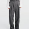 TOTEME - Herringbone Double-Pleat Trousers in Dark Grey Melange