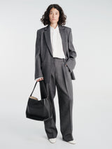 TOTEME - Herringbone Double-Pleat Trousers in Dark Grey Melange