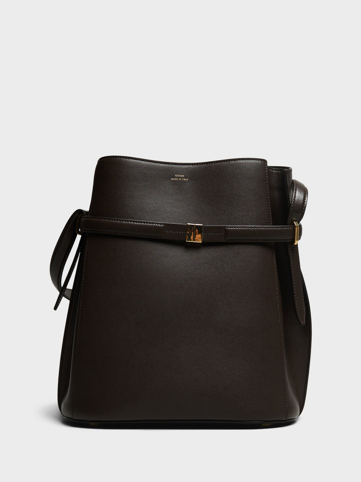 TOTEME - Belted Leather Bucket Bag in Bark