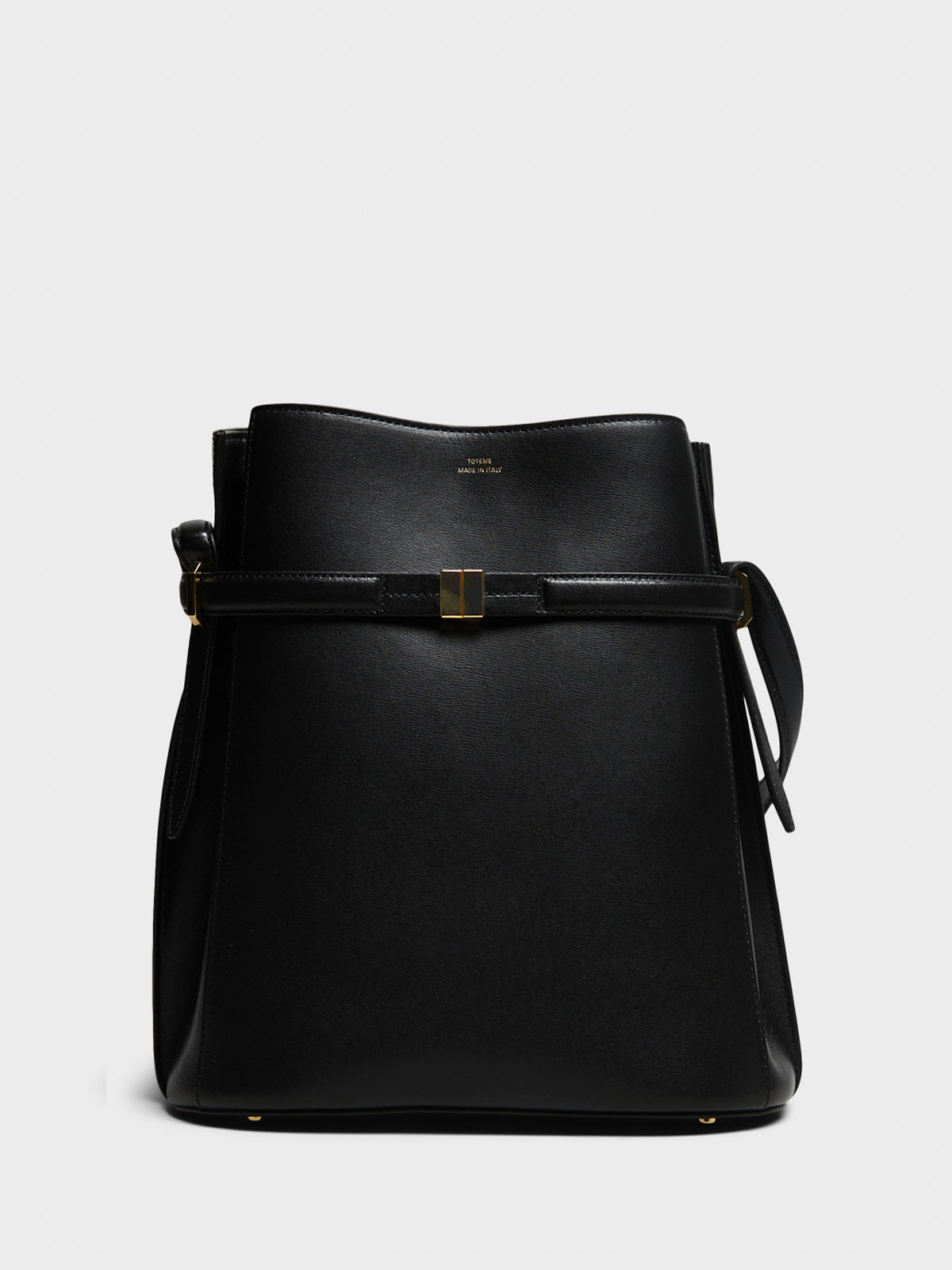 TOTEME - Belted Leather Bucket Bag in Black