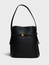 TOTEME - Belted Leather Bucket Bag in Black