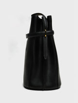 TOTEME - Belted Leather Bucket Bag in Black