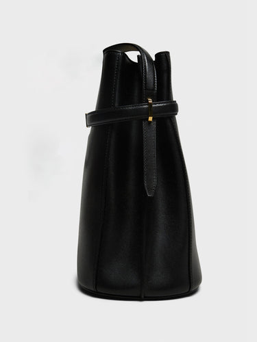 TOTEME - Belted Leather Bucket Bag in Black
