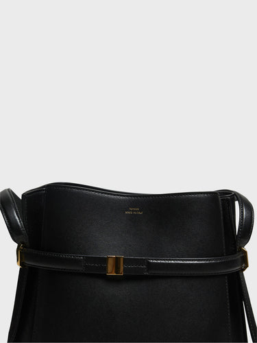 TOTEME - Belted Leather Bucket Bag in Black