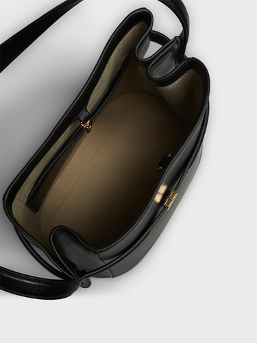 TOTEME - Belted Leather Bucket Bag in Black