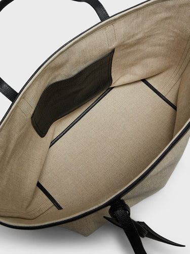 TOTEME - Canvas Travel Tote Bag in Ecru and black