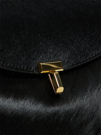 TOTEME - T-Lock Top Handle Bag in Black Pony Hair