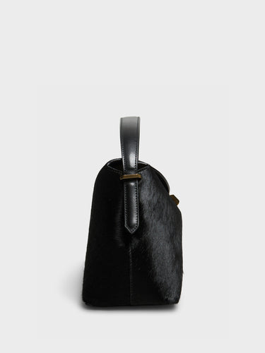 TOTEME - T-Lock Top Handle Bag in Black Pony Hair