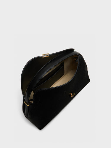 TOTEME - T-Lock Top Handle Bag in Black Pony Hair