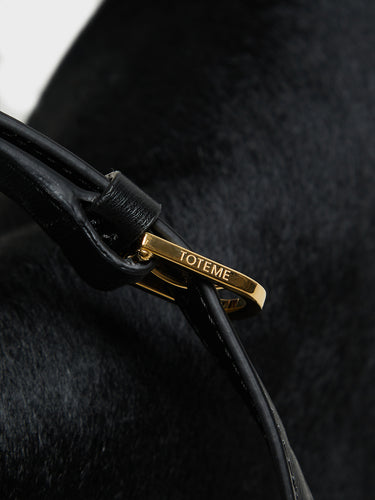TOTEME - T-Lock Top Handle Bag in Black Pony Hair