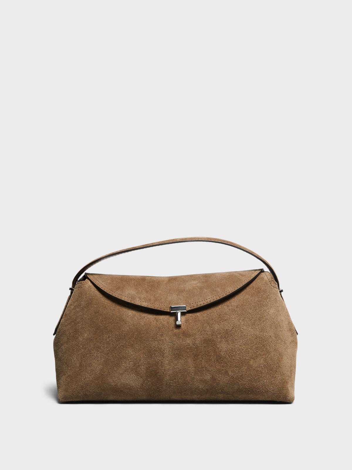 TOTEME - T-Lock Suede Top Handle Bag in Tobacco