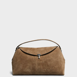 TOTEME - T-Lock Suede Top Handle Bag in Tobacco