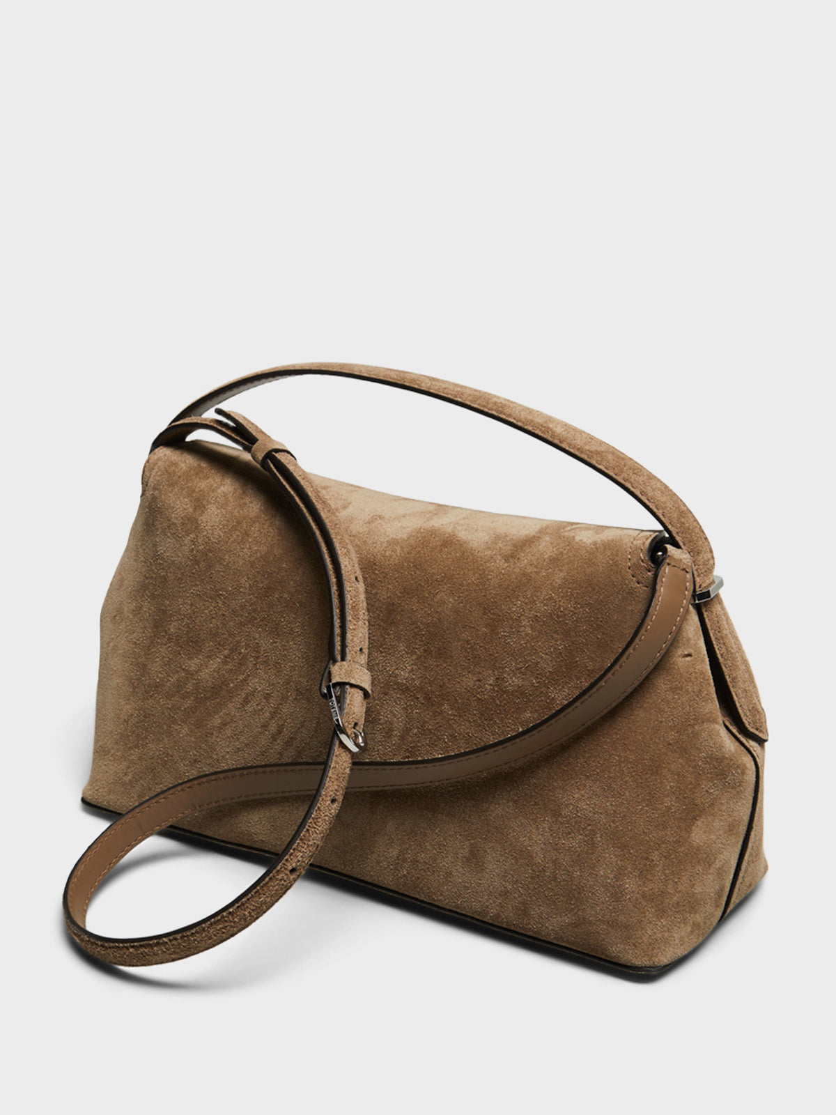 TOTEME - T-Lock Suede Top Handle Bag in Tobacco