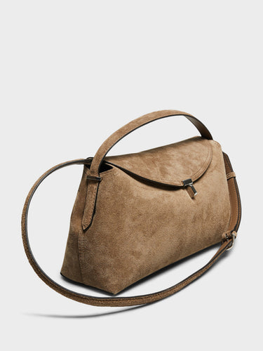TOTEME - T-Lock Suede Top Handle Bag in Tobacco