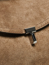 TOTEME - T-Lock Suede Top Handle Bag in Tobacco