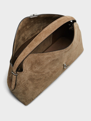 TOTEME - T-Lock Suede Top Handle Bag in Tobacco