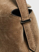 TOTEME - T-Lock Suede Top Handle Bag in Tobacco