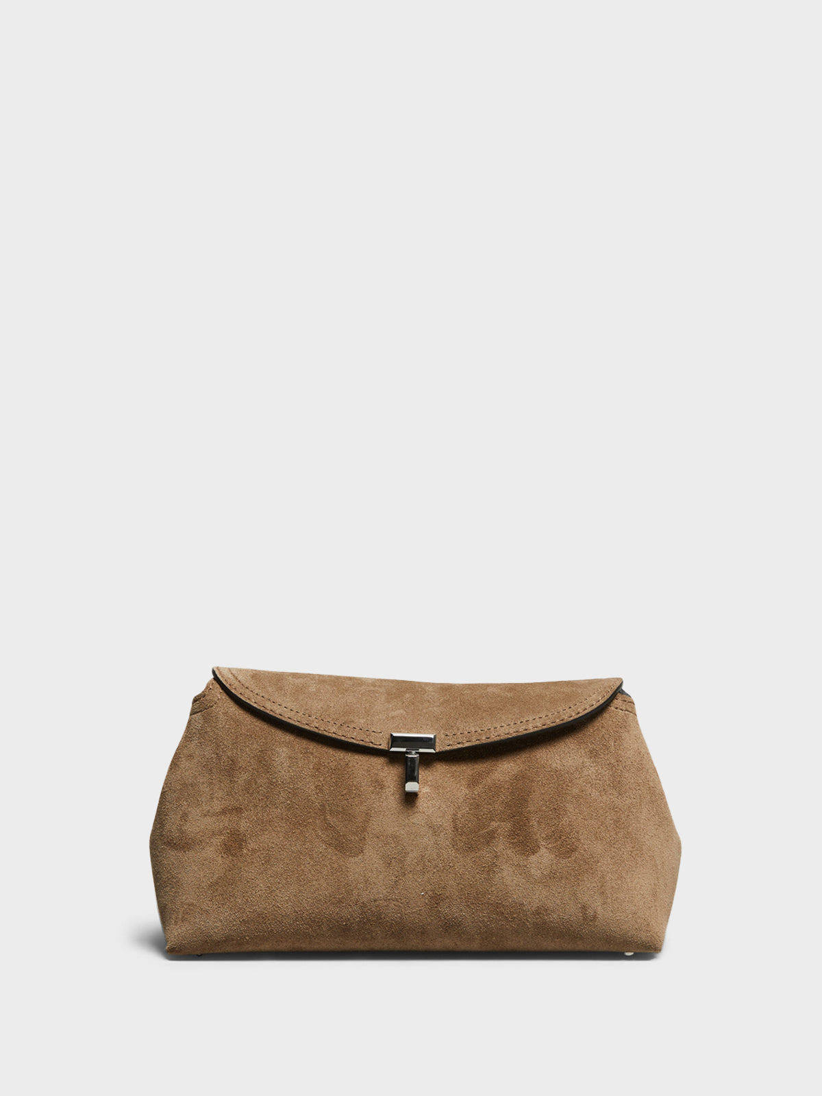 TOTEME - T-Lock Suede Clutch in Tobacco