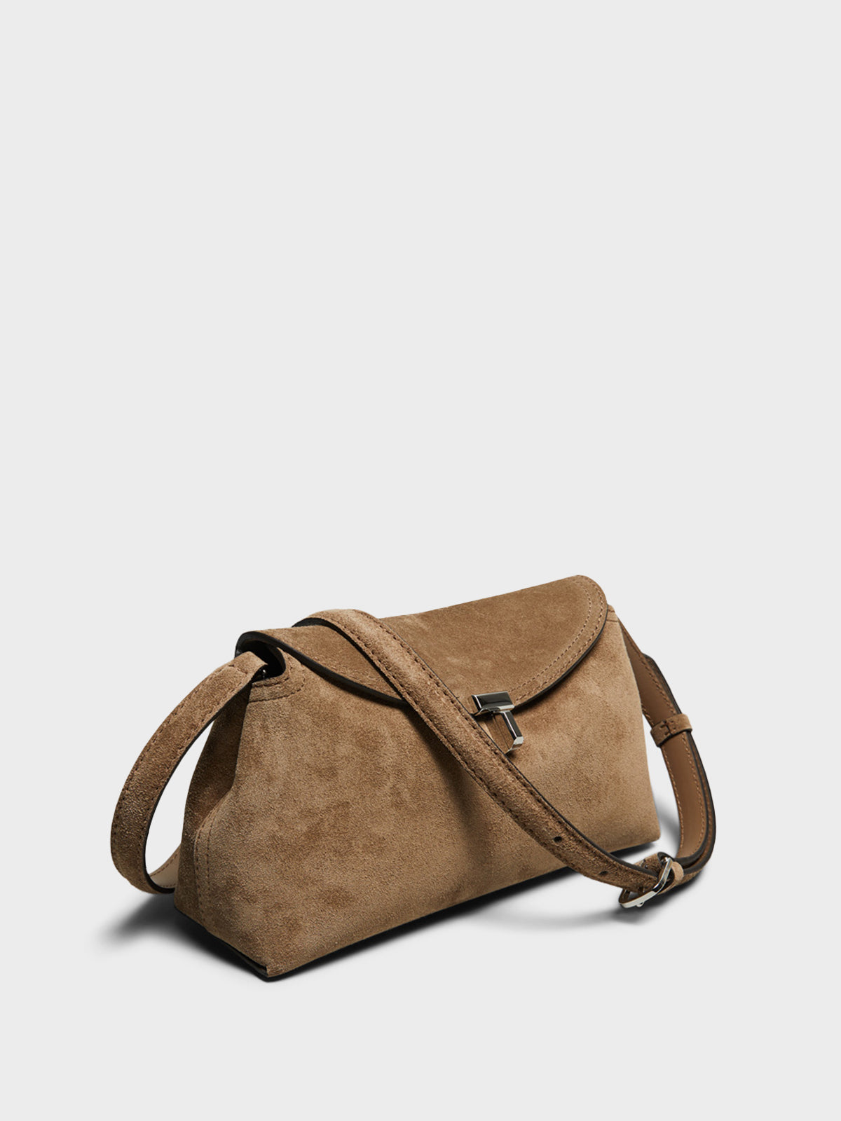 TOTEME - T-Lock Suede Clutch in Tobacco