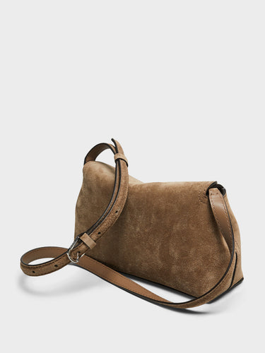 TOTEME - T-Lock Suede Clutch in Tobacco