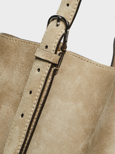 TOTEME - Suede Belted Tote Bag in Desert