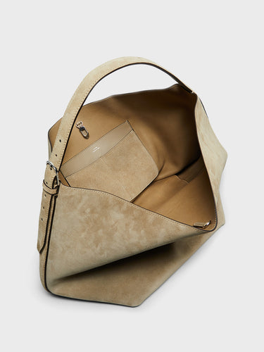 TOTEME - Suede Belted Tote Bag in Desert