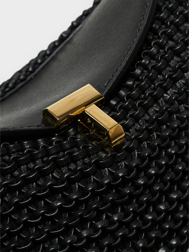 TOTEME - T-Lock Woven-Leather Clutch in Black