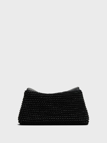TOTEME - T-Lock Woven-Leather Clutch in Black