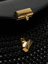 TOTEME - T-Lock Woven-Leather Clutch in Black