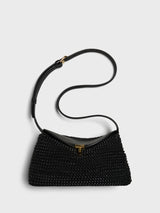 TOTEME - T-Lock Woven-Leather Clutch in Black