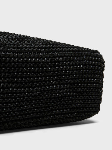 TOTEME - T-Lock Woven-Leather Clutch in Black