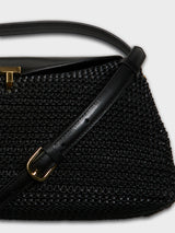 TOTEME - T-Lock Woven-Leather Top Handle Bag in Black