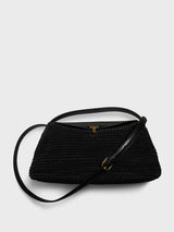 TOTEME - T-Lock Woven-Leather Top Handle Bag in Black