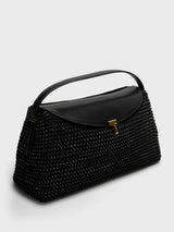 TOTEME - T-Lock Woven-Leather Top Handle Bag in Black