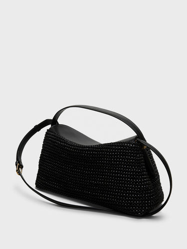 TOTEME - T-Lock Woven-Leather Top Handle Bag in Black