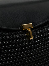 TOTEME - T-Lock Woven-Leather Top Handle Bag in Black