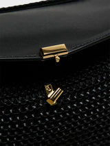 TOTEME - T-Lock Woven-Leather Top Handle Bag in Black