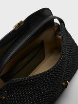 TOTEME - T-Lock Woven-Leather Top Handle Bag in Black